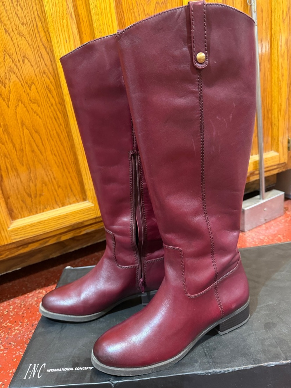 INC International Concepts Fawne Heeled Boots in Merlot